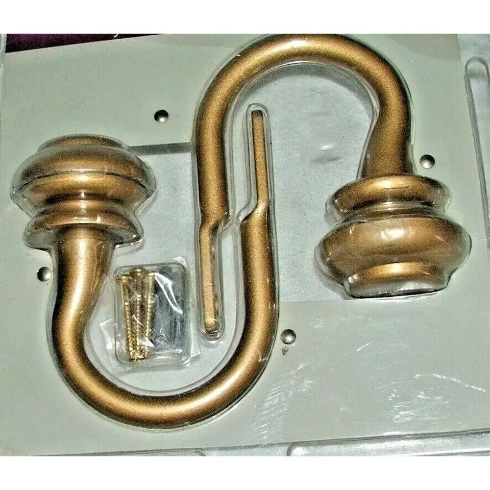 Decorative Drapery Curtain Pullbacks Goldtone Pair‎ of Holdback Arms  Home Decor